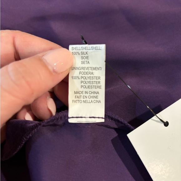 Halston Heritage Sz 8 100% Silk Plum Colored Graphic Vintage Pleated Dress - Picture 15 of 15